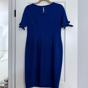 Motherhood Blue Sheath Midi Dress Short Sleeve Crew Neck